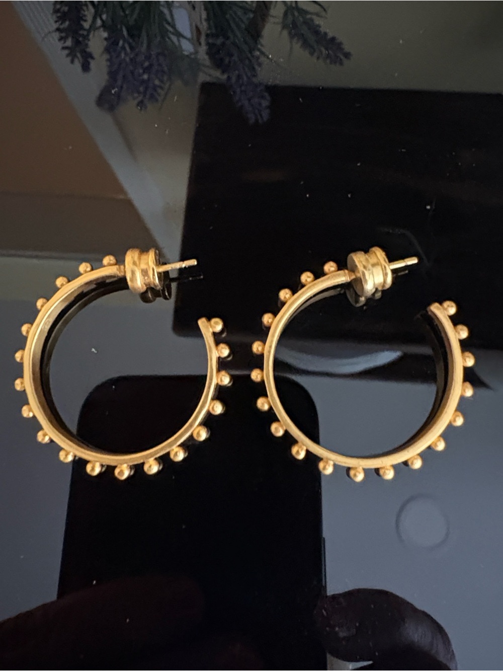 Julie Vos Colette Bead Hoop Earrings Medium 24K Gold Plate JV - Picture 3 of 8